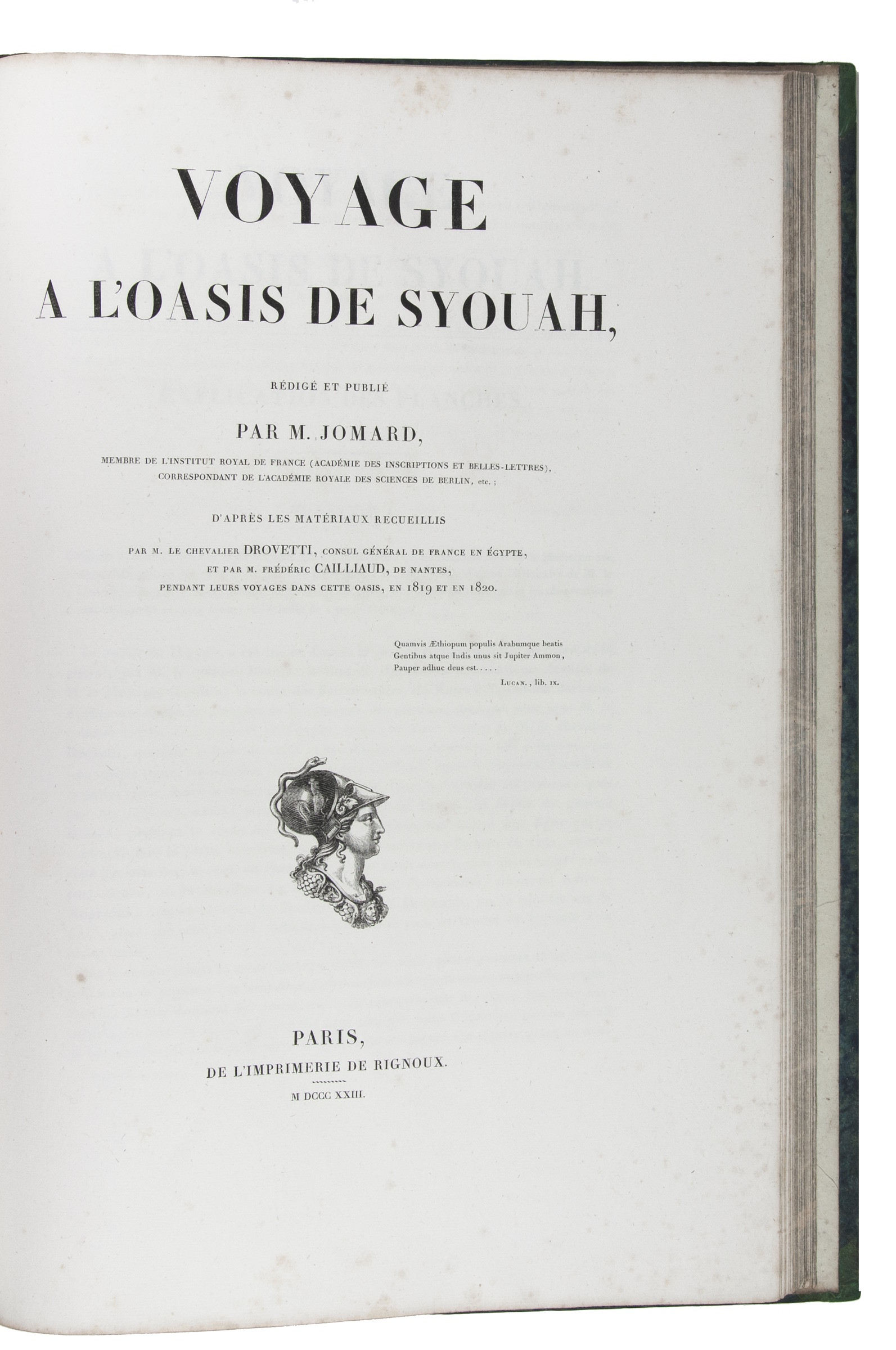 Cailliaud & Drovetti / Jomard, M. (ed.). Voyage à L'Oasis de 