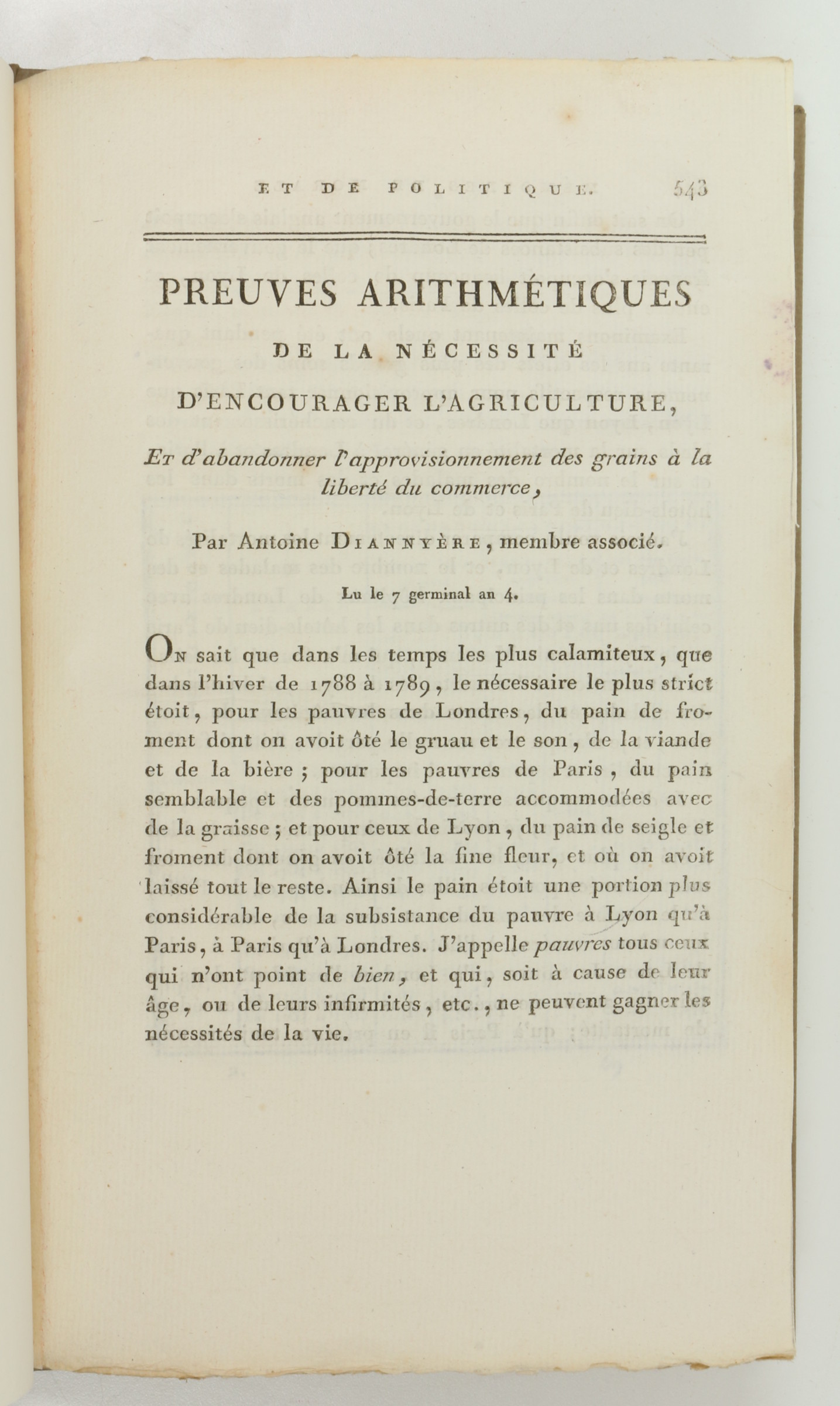 Diannyere Antoine Preuves Arithmetiques De La Necessite D Encourager Antiquariat Inlibris Gilhofer Nfg